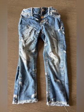 Girls' Blue Unicorn Print Jeans